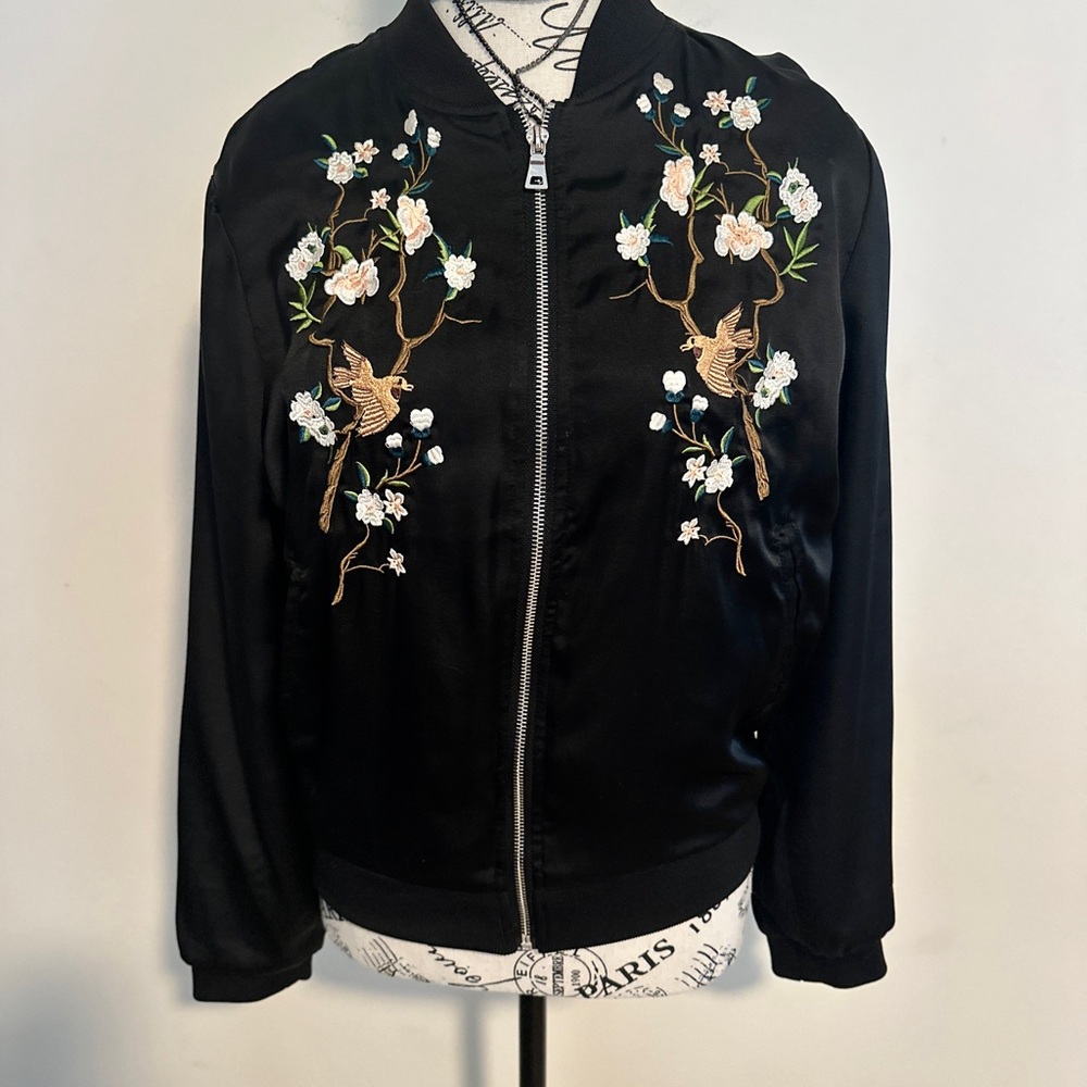 Romeo & Juliet Satin Bomber Embroidered Jacket